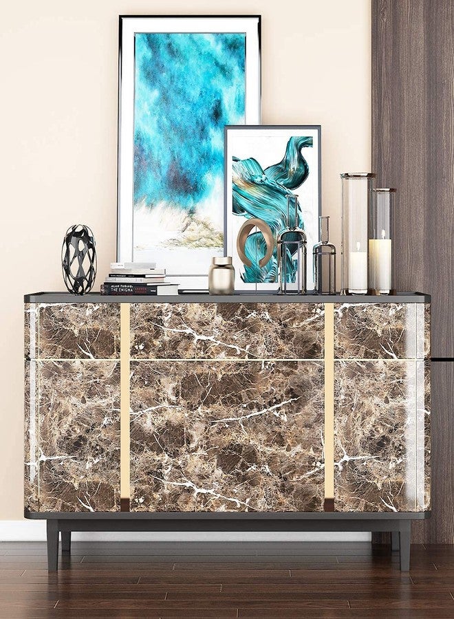 olpad Brown Design High Glossy Marble Self Adhesive Wallpaper for Kitchen/Home/Almirah/Fridge/Floor/Wall/Table/Cupboard Decorative Furniture Interior & Renovation Projects - Image 3
